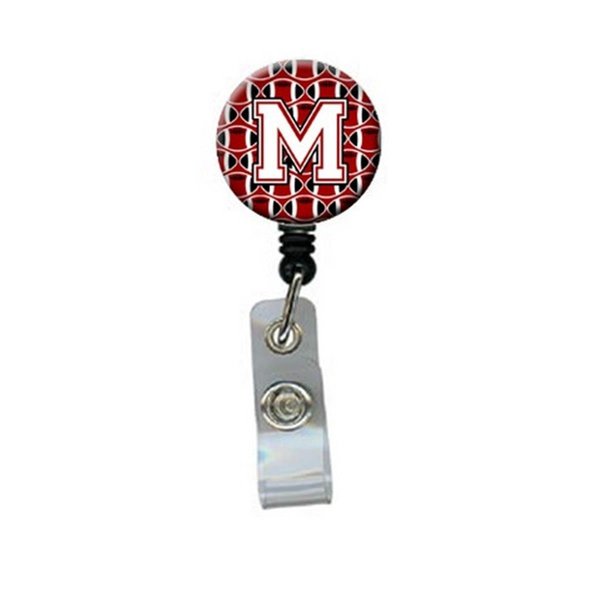 Carolines Treasures Letter M Football Cardinal and White Retractable Badge Reel CJ1082-MBR